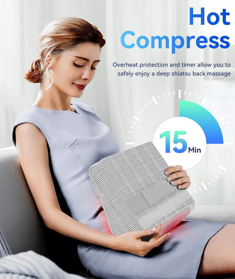 Back Massager, Shiatsu Neck Massager for Pain Relief Deep Tissue with Heat, Electric Kneading Massage Pillow for Back, Shoulder, Foot, Muscle Pain Relief, Gifts for Women/Men/Mom/Dad