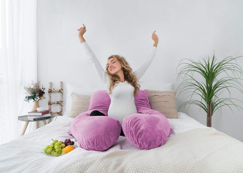 Pregnancy Body Pillow,Maternity Body Pillow with Pillow Cover,U Shaped Body Pillow (Purple Pink)