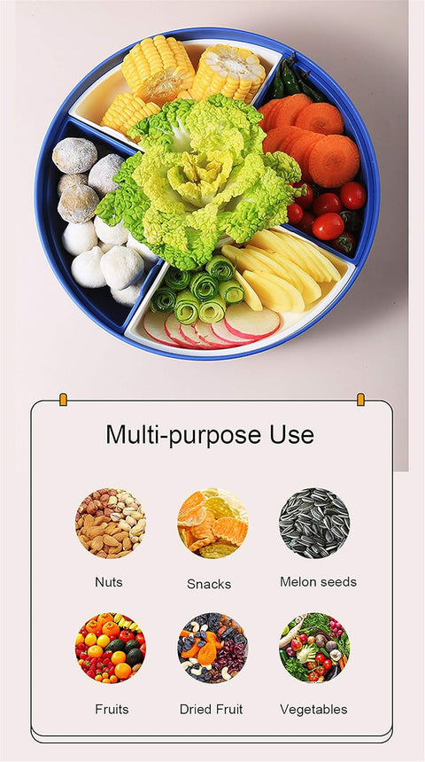 Divided Serving Dishes with Lid,Serving Bowls,Multifunctional Party Snack Tray for Fruits,Nuts,Candies,Crackers,Veggies White