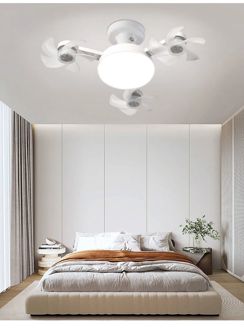 Modern Fan Light Drone Style E27 Bulb Remote Control 3-Speed Timer Bedside Table Bedroom Dining Room Lighting