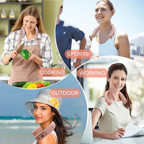 Portable Neck Fan, 4 Turbo, 3-Speed, 80 Blades, 0.59 Lb, Hands-Free, Foldable USB Fan for Travel