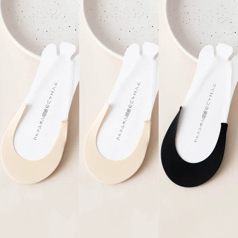 3 Pairs Invisible Boat Socks Women Summer Silicone Non-Slip Socks for High Heels Shoes Ice Silk Thin Half-Palm Suspender New