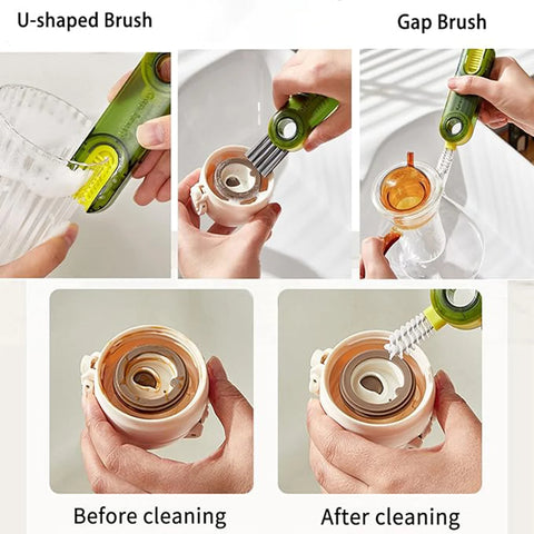 1Piece 3 in 1 Bottle Cup Lid Brush Straw Cleaner Tool Multi-Functional Crevice Cleaning Brush