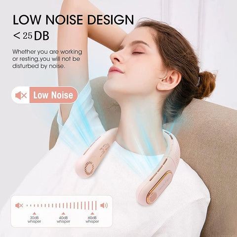 Portable Neck Fan, 4 Turbo, 3-Speed, 80 Blades, 0.59 Lb, Hands-Free, Foldable USB Fan for Travel