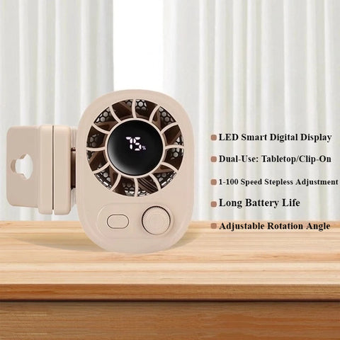 Portable Car Clip Fan 360° Rotatable 100 Speed Wind 12V USB Rechargeable Electric Fan Low Noise Mini Fan Clamp Anywhere