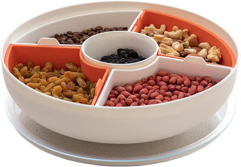 Divided Serving Dishes with Lid,Serving Bowls,Multifunctional Party Snack Tray for Fruits,Nuts,Candies,Crackers,Veggies White