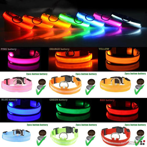 LED Adjustable Dog Collar - Blinking, Flashing, Light-Up Glow for Pet Safety - Waterproof & Stylish