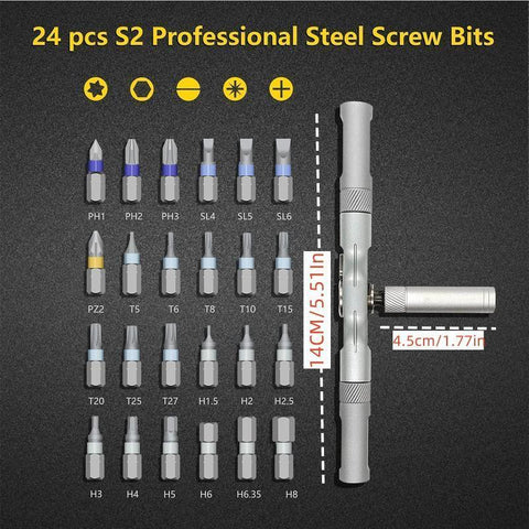 [Dealsforyoudays] 24 in 1 Dly Screwdriver Set,1 Set Switchablescrewdriver Shape Magnetic Screwdriver Set,Compact and Portable Ratchet Screw0Driver Sethome Repair Tool Box