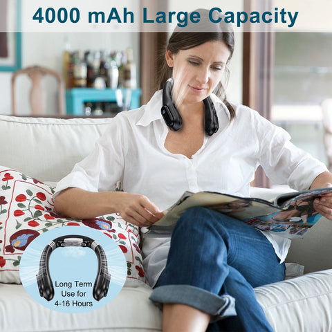 Portable Neck Fan, Rechargeable Cooling Hands-Free Personal Fan 3-Speed 4000Mah Perfect for Outdoor Home Sports Travel
