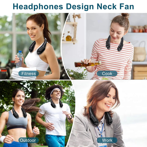 Portable Neck Fan, Rechargeable Cooling Hands-Free Personal Fan 3-Speed 4000Mah Perfect for Outdoor Home Sports Travel