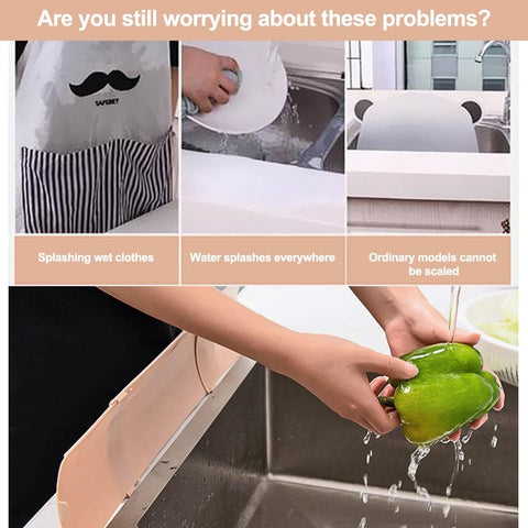 Kitchen Sink Splash Guard, Dish Washing Baffle Board with Suction Cups, Sink Anti-Splash Proof Retaining Plate for Kitchen, Bathroom (Pink)