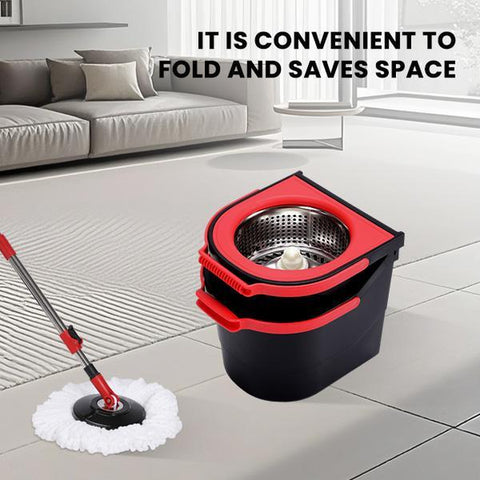 AHF NEW MODEL Microfiber Spin Mop R-2/R-2S Quick Dry & Clean 360° Rotation Floor Bucket Cleaning System Hands-Free Red Standard Model Convenient Foldable Design Saves Space Efficient Microfiber Head for Thorough Dirt Removal