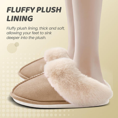 Women'S House Slippers Memory Foam Fluffy Soft Slippers, Slip on Winter Warm Shoes for Women