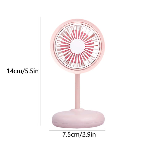 Cool Air Fan Desk Fan Battery Rechargeable Fan Air Colling Fan Small Electric Fan, Indoor Outdoor Summer Gift (Pink)