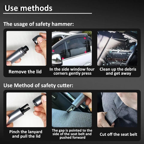 Safehammer - Upgraded Safe Hammer Glass Breaker under Water, Car Hammer Seatbelt Cutter Window Breaker Emergency Escape Tool,