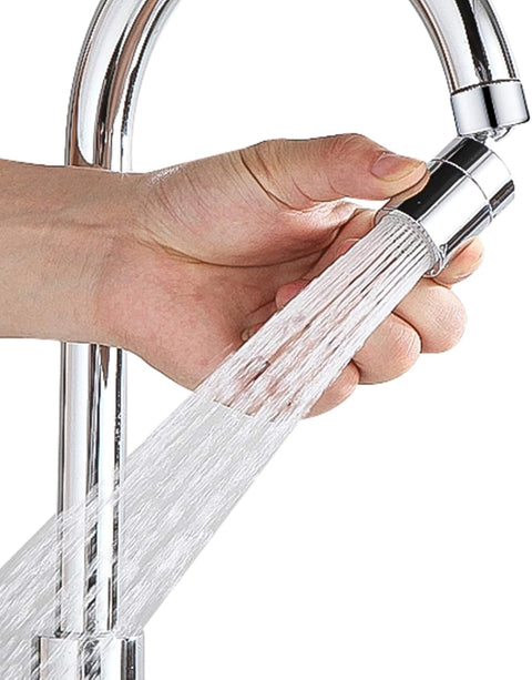 Faucet Aerator, 360-Degree Rotate Kitchen Sink Faucet Aerator, 2 Sprayer Dual Function 80-Degree Big Angle Water Saving Sink Faucet Aerator,55/64 Inch 27UNS Female Thread, Polished Chrome