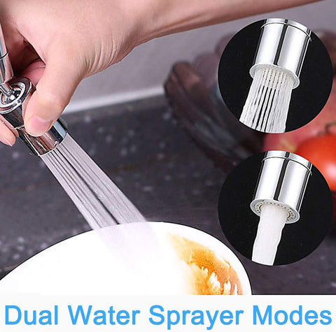 Faucet Aerator, 360-Degree Rotate Kitchen Sink Faucet Aerator, 2 Sprayer Dual Function 80-Degree Big Angle Water Saving Sink Faucet Aerator,55/64 Inch 27UNS Female Thread, Polished Chrome