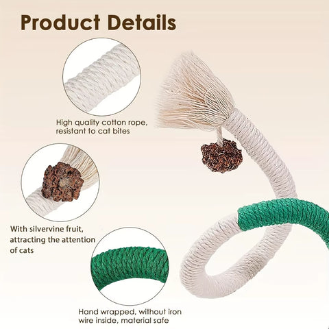 Cotton Cat Chew Toy for Teeth Cleaning, Catnip Rope Toys for Indoor Cats,Nibbling Exercise, Interactive Cat Nip Teething Toys Fo
