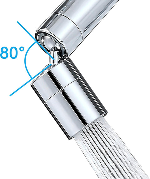 Faucet Aerator, 360-Degree Rotate Kitchen Sink Faucet Aerator, 2 Sprayer Dual Function 80-Degree Big Angle Water Saving Sink Faucet Aerator,55/64 Inch 27UNS Female Thread, Polished Chrome