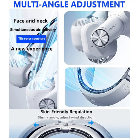 Neck Fan, Portable Wearable Personal Fan, Hands-Free Bladeless Fan, White