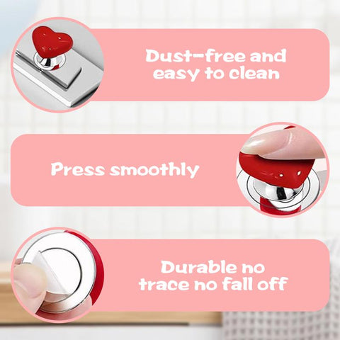 8 Counts Toilet Button Pusher, Love Heart Shaped Toilet Flusher Top Push Button Helper, Toilet Press Tool for Protect Long Nails