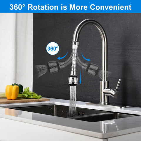 Flexible Kitchen Faucet Sprayer, Water Sprayer Extender Attachment 360° Rotating Lengthen Sprayer Hose, Faucet Aerator Water Saving Tap Aerator Faucet Extension Attachment for Sink Bathtub