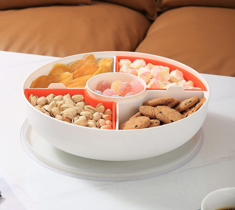 Divided Serving Dishes with Lid,Serving Bowls,Multifunctional Party Snack Tray for Fruits,Nuts,Candies,Crackers,Veggies White