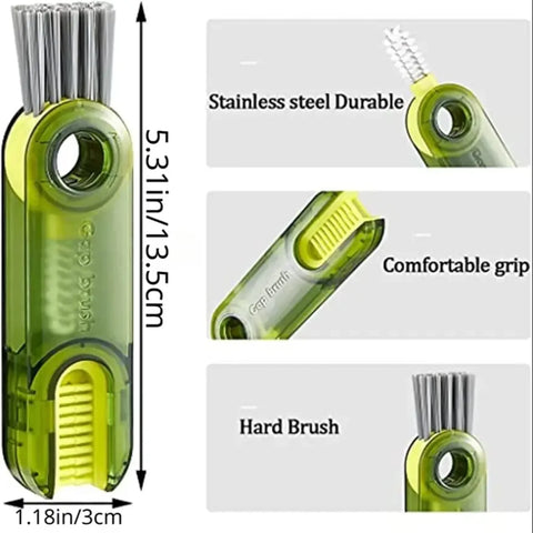 1Piece 3 in 1 Bottle Cup Lid Brush Straw Cleaner Tool Multi-Functional Crevice Cleaning Brush