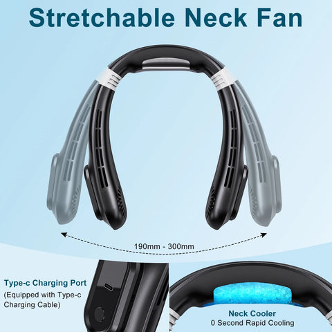 Portable Neck Fan, Rechargeable Cooling Hands-Free Personal Fan 3-Speed 4000Mah Perfect for Outdoor Home Sports Travel