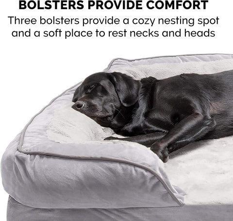 Soft, Orthopedic Foam Perfect Comfort Dog Bed with Washable & Removable Cover -Velvet Waves - Granite Gray, Dogs up to 55 Lbs - Large
