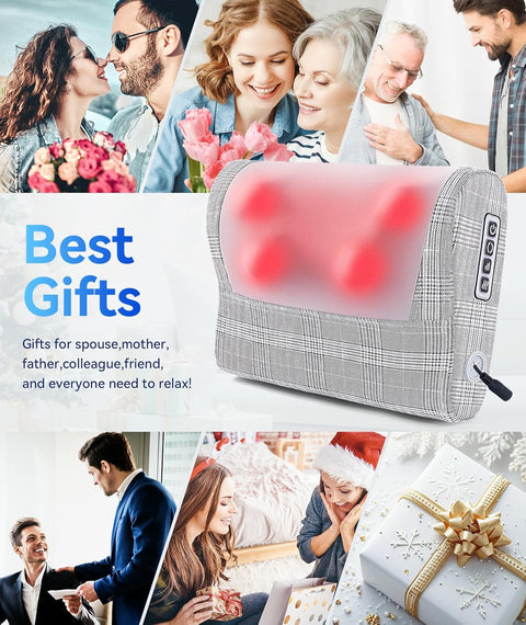 Back Massager, Shiatsu Neck Massager for Pain Relief Deep Tissue with Heat, Electric Kneading Massage Pillow for Back, Shoulder, Foot, Muscle Pain Relief, Gifts for Women/Men/Mom/Dad