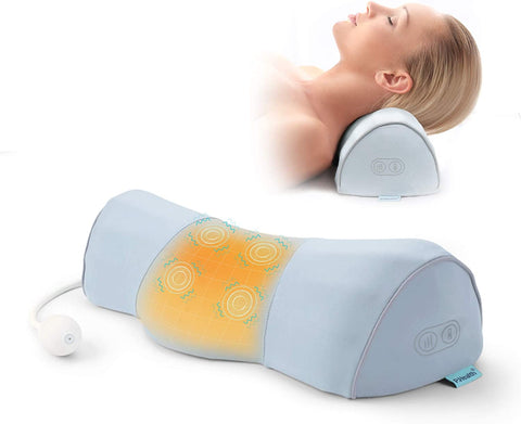 Cervical Neck Traction Pillow for Sleeping Neck Roll Pillow Neck Support Pillow for Neck Pain Relief Adjustable Vibrating Massage and Electric Heat Therapy