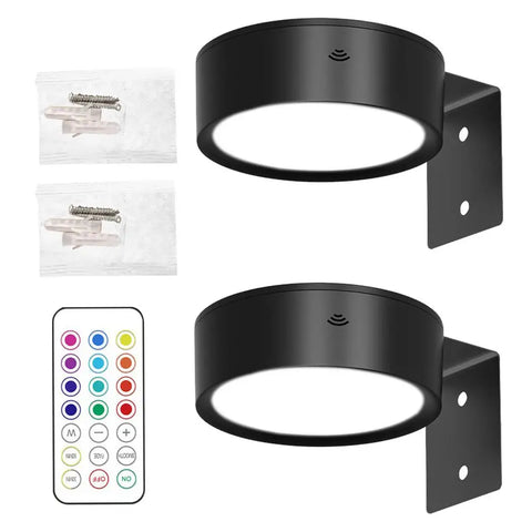 2Pcs LED Wall Sconces Lights 13-Color RGB Dimmable Painting Art Display Lights Magnetic Spotlight Battery Operated Picture Lamp