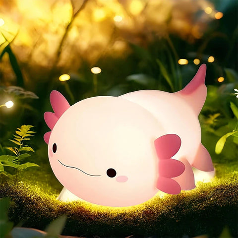 Cute Axolotl Night Light Silicone Nursery Sleeping Lamp Touch Control Nightlights USB Rechargeable Table Lamp for Child