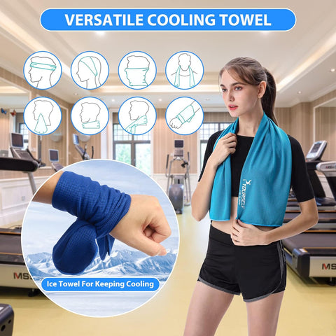 Cooling Towels for Neck and Face, 4 Pack 40" X 12" Cooling Towel for Hot Weather, Soft Breathable Instant Cool Chilly Pad for Sports Golf Yoga Gym Athletes Camping Ice Towels(Dblue)