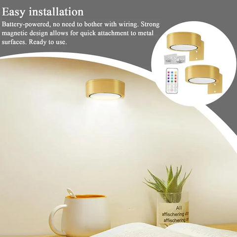 2Pcs LED Wall Sconces Lights 13-Color RGB Dimmable Painting Art Display Lights Magnetic Spotlight Battery Operated Picture Lamp