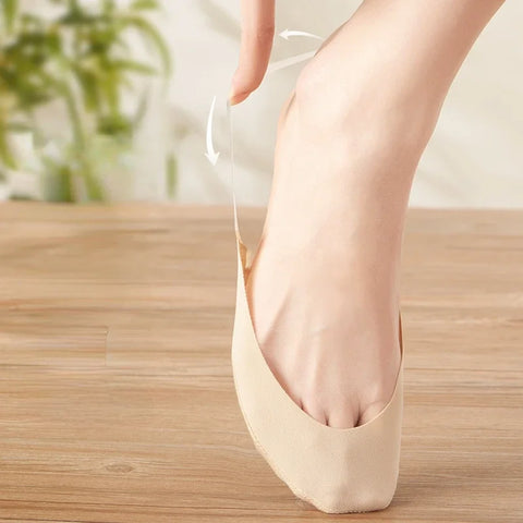 3 Pairs Invisible Boat Socks Women Summer Silicone Non-Slip Socks for High Heels Shoes Ice Silk Thin Half-Palm Suspender New