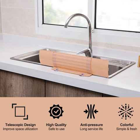 Kitchen Sink Splash Guard, Dish Washing Baffle Board with Suction Cups, Sink Anti-Splash Proof Retaining Plate for Kitchen, Bathroom (Pink)