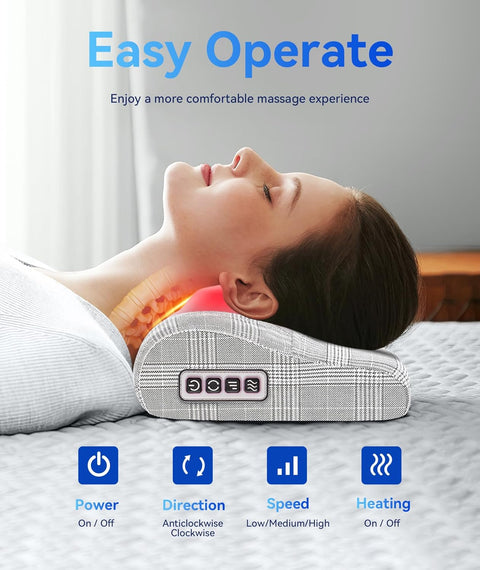 Back Massager, Shiatsu Neck Massager for Pain Relief Deep Tissue with Heat, Electric Kneading Massage Pillow for Back, Shoulder, Foot, Muscle Pain Relief, Gifts for Women/Men/Mom/Dad