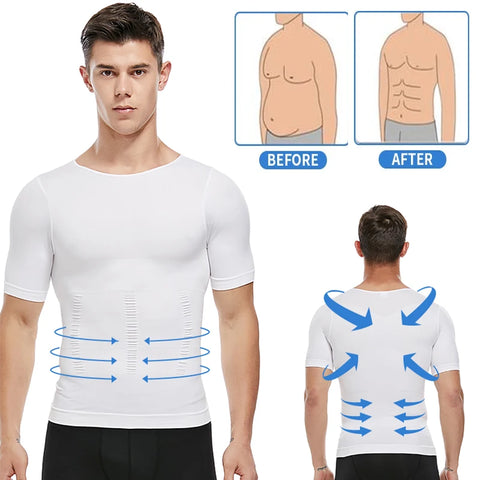 Men'S Slimming Body Shapewear Posture Vest Tummy Abdomen Corrector Compression Body Modeling Fat Burner Chest Tummy Shirt Corset