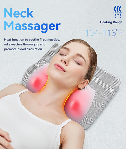 Back Massager, Shiatsu Neck Massager for Pain Relief Deep Tissue with Heat, Electric Kneading Massage Pillow for Back, Shoulder, Foot, Muscle Pain Relief, Gifts for Women/Men/Mom/Dad
