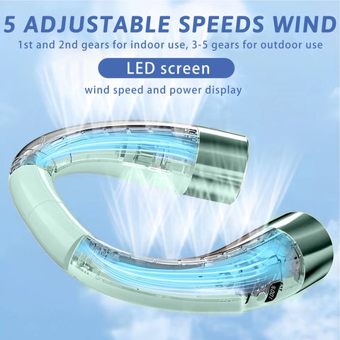 5-Speed Bladeless Rechargeable Portable Neck Fan