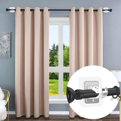 8 Counts Set Nail Free Adjustable Drapery Self Adhesive Curtain Rod Brackets,Curtain Rod Bracket No Drilling,Towel Holder Fixing Hook for Home Bathroom Kitchen and Hotel Use (Transparent).