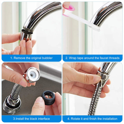 Flexible Kitchen Faucet Sprayer, Water Sprayer Extender Attachment 360° Rotating Lengthen Sprayer Hose, Faucet Aerator Water Saving Tap Aerator Faucet Extension Attachment for Sink Bathtub