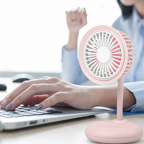 Cool Air Fan Desk Fan Battery Rechargeable Fan Air Colling Fan Small Electric Fan, Indoor Outdoor Summer Gift (Pink)
