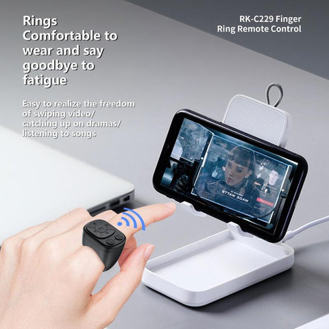 TIK TOK Wireless Page Shifter Tiktok Scroll Button Ring Fingertip Bluetooth Remote Control with Charging Case for Iphone Android Ipad Mobile Phones