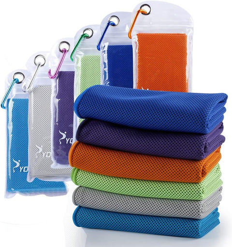 Cooling Towels for Neck and Face, 6 Pack 40" X 12" Cooling Towel for Hot Weather, Soft Breathable Instant Cool Chilly Pad for Sports Golf Yoga Gym Athletes Camping Ice Towels(Mix-6Pcs)