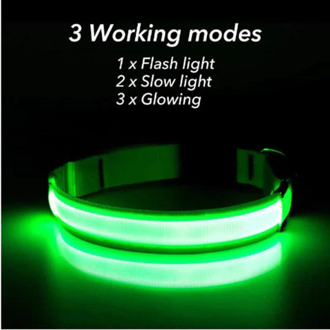 LED Adjustable Dog Collar - Blinking, Flashing, Light-Up Glow for Pet Safety - Waterproof & Stylish