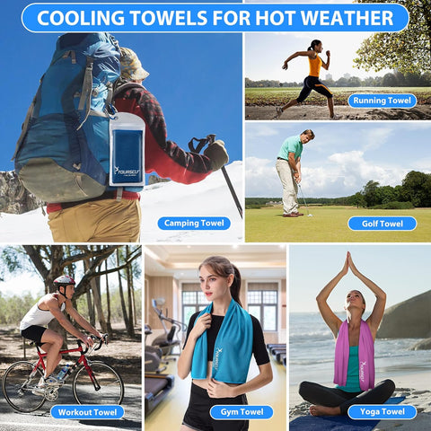 Cooling Towels for Neck and Face, 4 Pack 40" X 12" Cooling Towel for Hot Weather, Soft Breathable Instant Cool Chilly Pad for Sports Golf Yoga Gym Athletes Camping Ice Towels(Dblue)