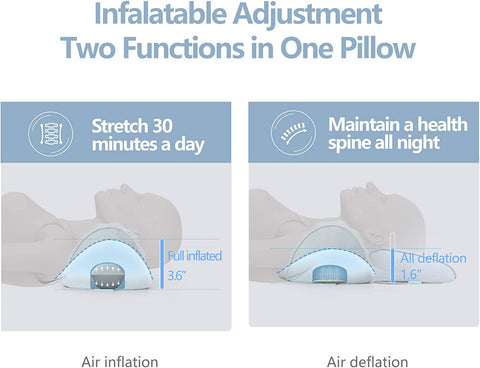 Cervical Neck Traction Pillow for Sleeping Neck Roll Pillow Neck Support Pillow for Neck Pain Relief Adjustable Vibrating Massage and Electric Heat Therapy